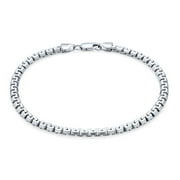 Mens Men's Heavy Franco Square Chain Link Bracelet Rhodium Silver 8-9 Inch